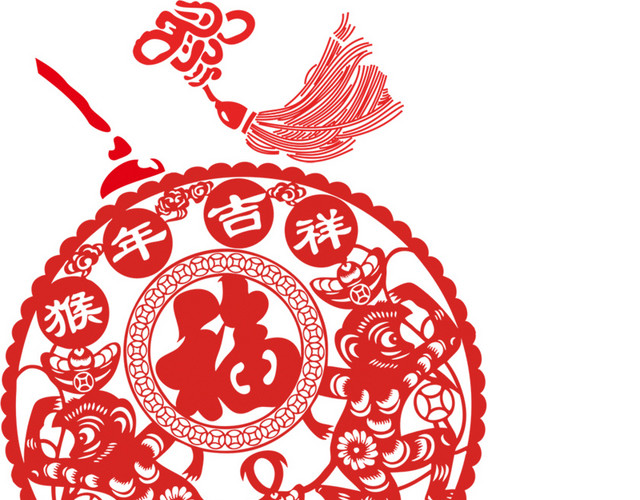 中国风传统中国结窗户剪纸素材