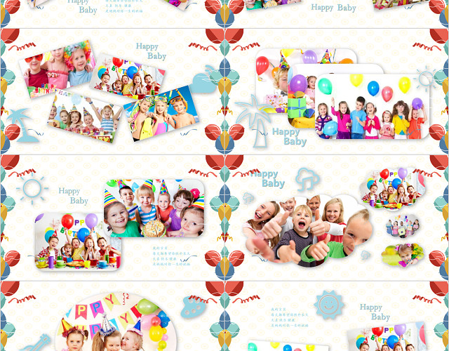 可爱儿童宝宝生日电子相册PPT模板