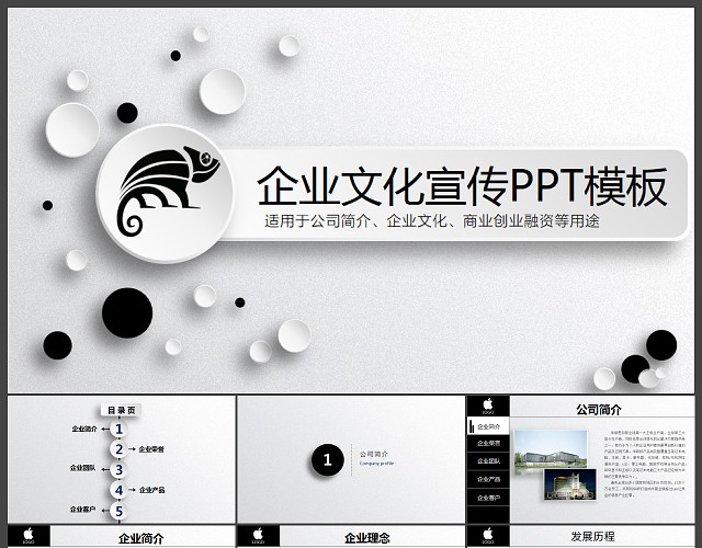 简约微粒体高端企业文化宣传PPT模板