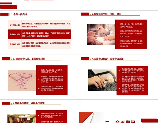 红色商务风会议举办流程PPT模板