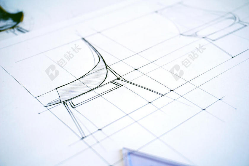 白色建筑简约设计图纸办公背景图片