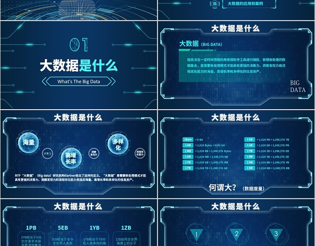 炫酷线条时尚科技感互联网大数据PPT云计算PPT模板