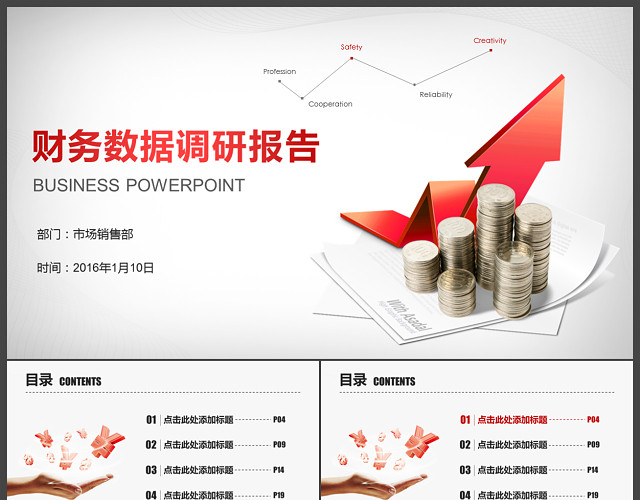 财务数据调研报告财务报告PPT模板