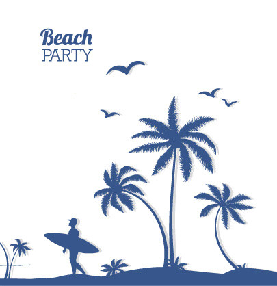 海滩PARTY剪影矢量素材