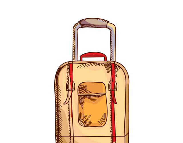 手绘行李箱卡通插画