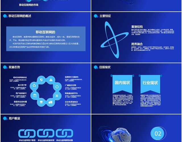 蓝色数字宇宙互联网行业可行性研究报告总结PPT模板