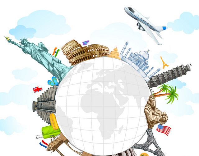 周游世界旅行海报矢量素材