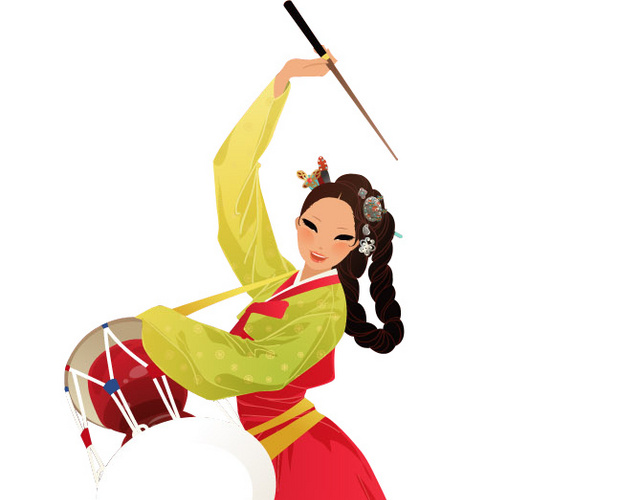 韩国美女矢量插画