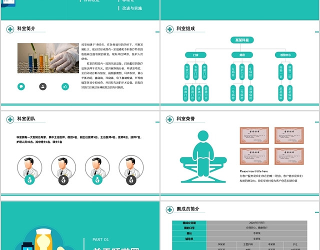 极简蓝色医疗品管圈QCC汇报PPT模板