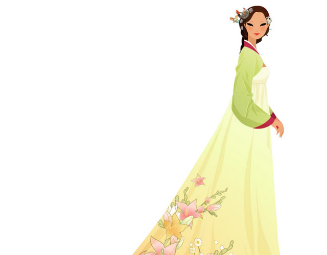 手绘韩国美女矢量插画