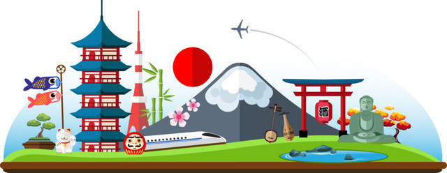 日本风景矢量插画