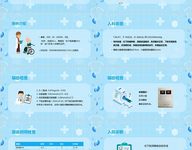 蓝色清新简约医学医疗下肢静脉血栓的护理查房PPT