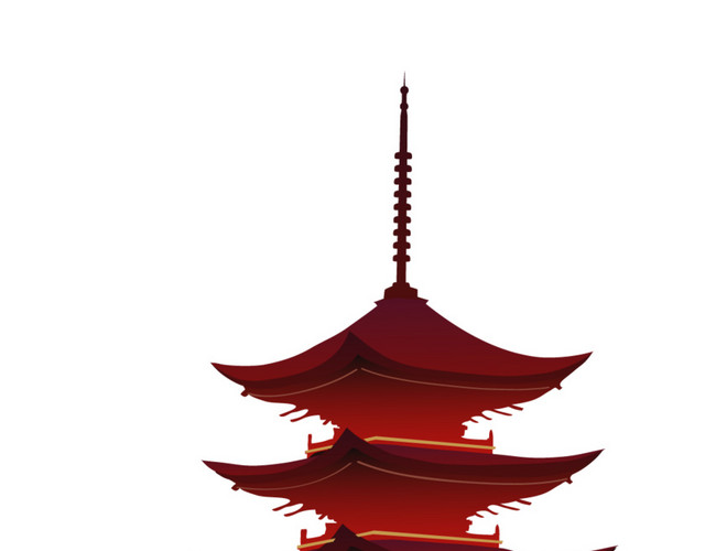 五重楼矢量插画