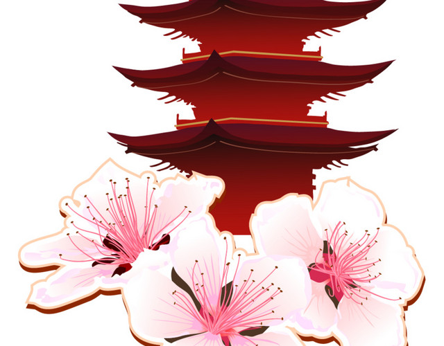 五重楼矢量插画