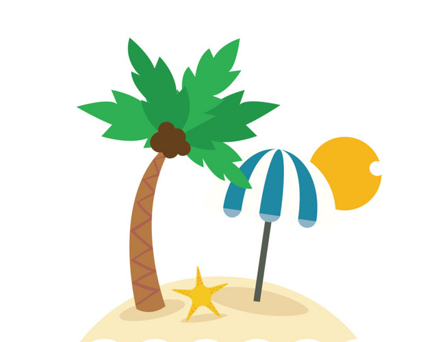 简约夏日沙滩矢量插画