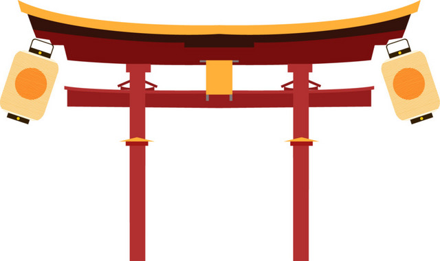 日式门楼矢量插画