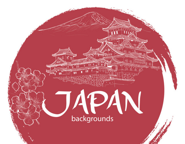 创意日本之旅海报设计手绘插画