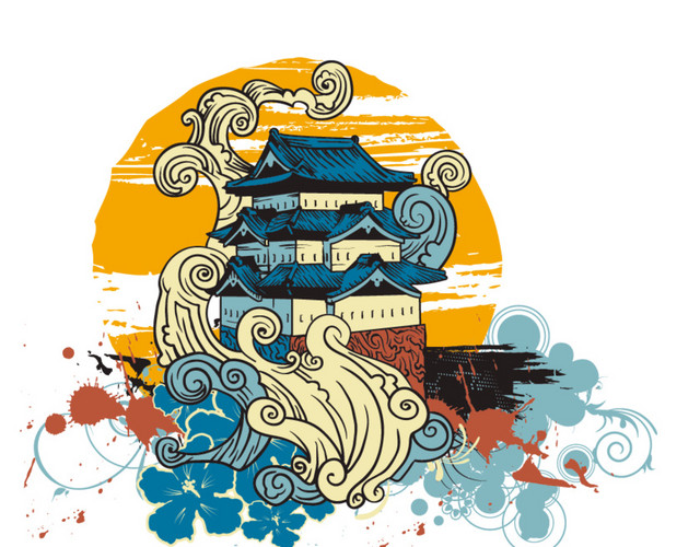 旅行手绘建筑矢量插画