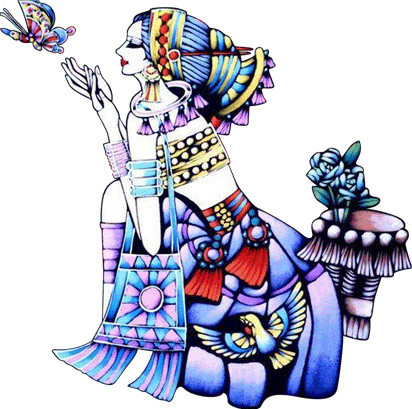 手绘云南美女矢量插画