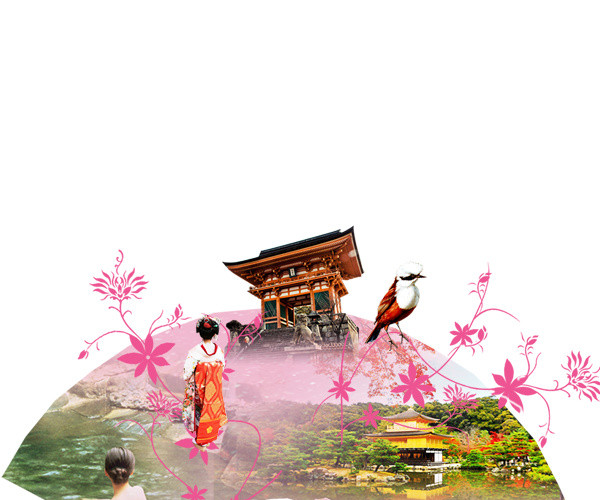 浪漫粉色扇子日本之旅海报素材
