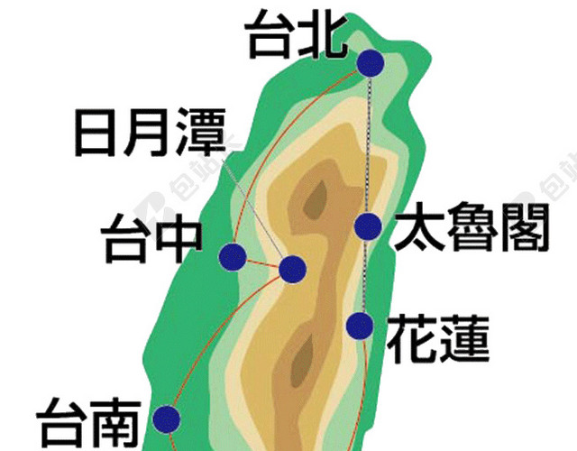台湾地图示意图矢量插画