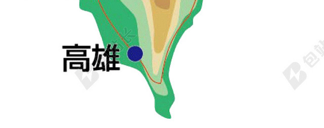 台湾地图示意图矢量插画