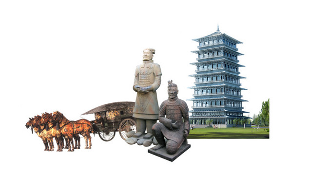 西安旅游景点矢量素材