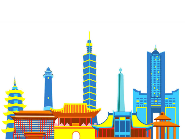 彩色卡通手绘建筑矢量素材