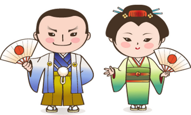 日本人偶手绘卡通插画