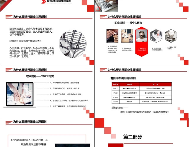 红色大气商务企业管理培训员工职业生涯规划职业规划入职培训PPT模板