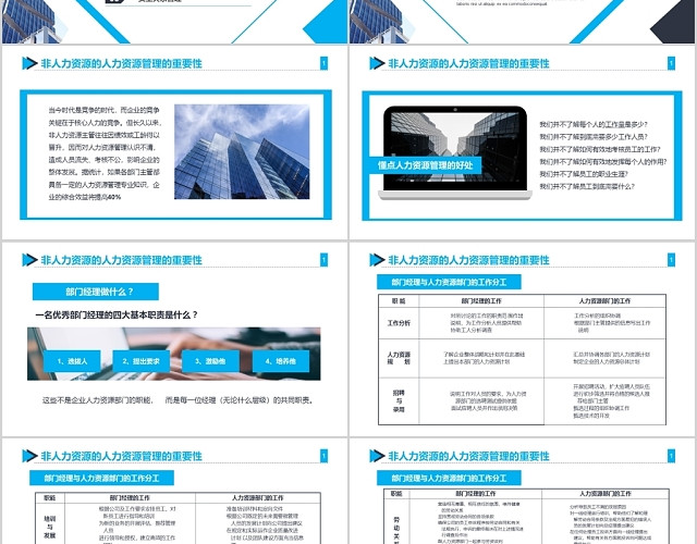 蓝色简约企业培训之非人力资源部门的人力资源管理培训