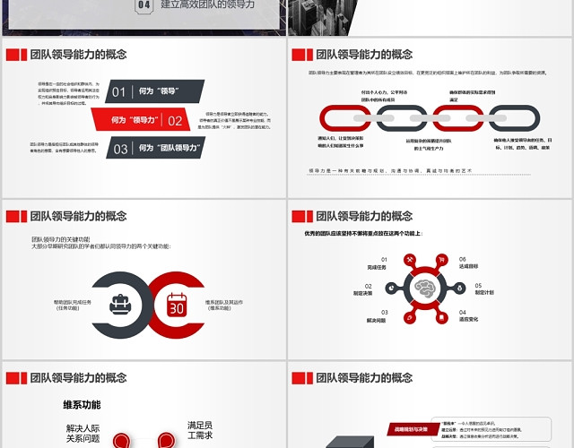 红黑商务风企业培训团队领导力PPT模板