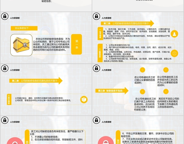 橙色活泼风格某某公司保密协议培训课件PPT模板