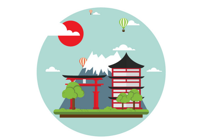 卡通扁平日本元素海报素材