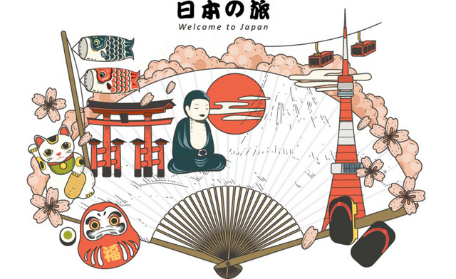 创意日本之旅卡通插画