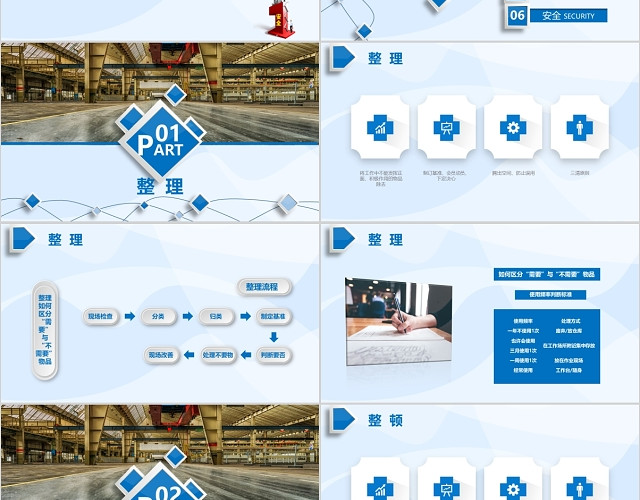 蓝色简约企业6S安全管理培训PPT模板