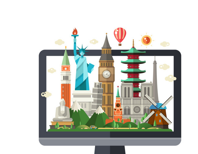 创意卡通国外建筑矢量插画