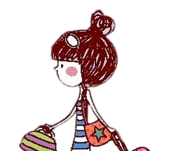 卡通女孩旅行手绘插画