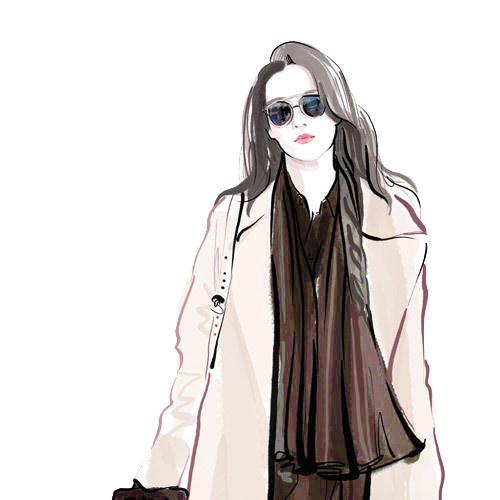 都市美女旅行手绘插画