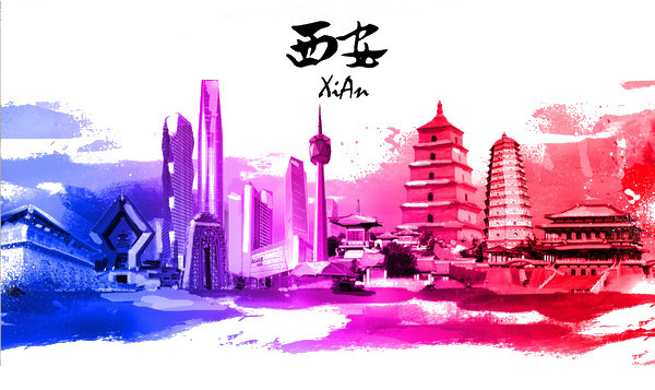 西安旅行海报背景素材