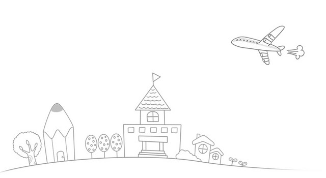 手绘线条卡通旅行插画