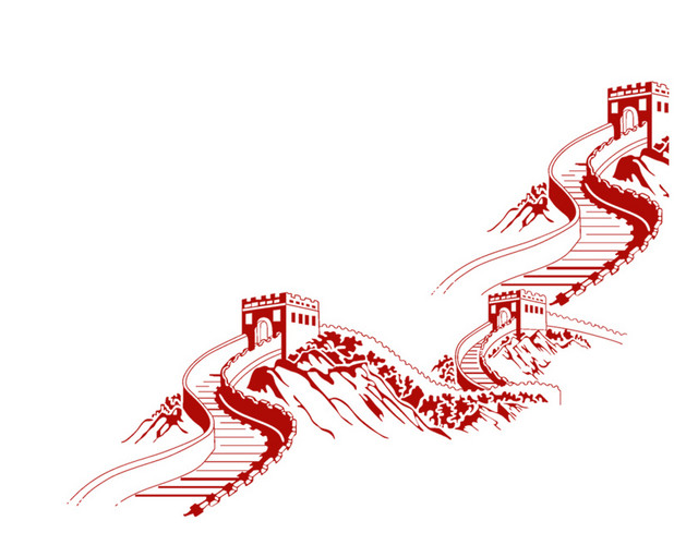 手绘长城插画