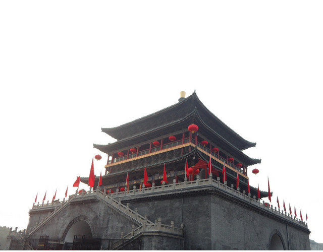 西安钟楼旅游景点矢量素材