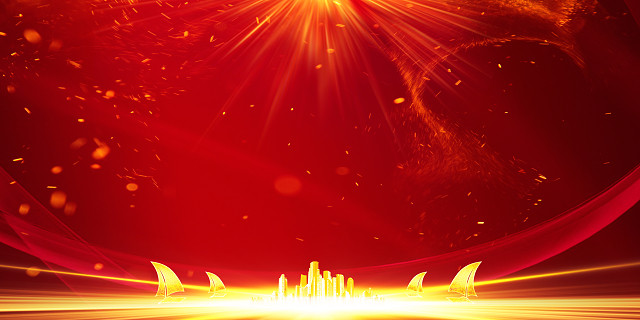 红色大气2019新年猪年背景素材年会舞台背景