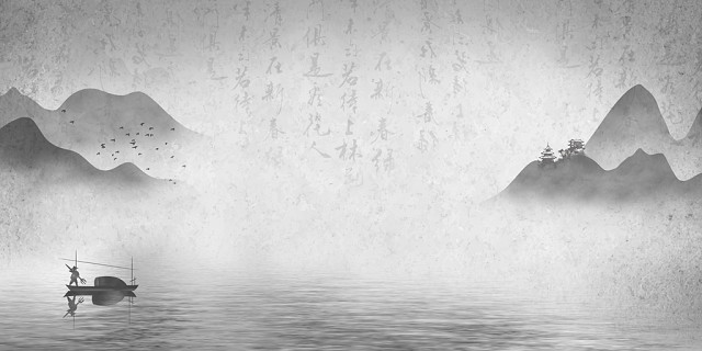 复古怀旧中国风古风水墨山水中医传统文化海报背景素材