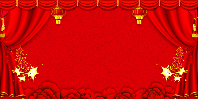 中国风红色大气喜庆新年鼠年年会展板海报晚会背景图