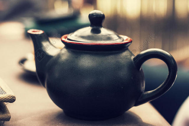 室内茶艺茶道黑茶壶背景图片