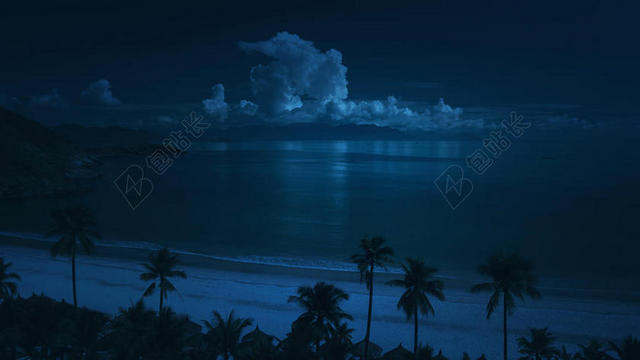 蓝色海滩云自然海洋夜晚大海背景图片