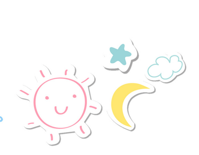 卡通月牙太阳