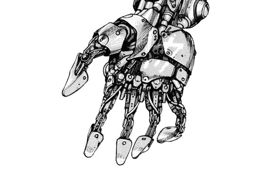 黑白素描机器人手设计素材